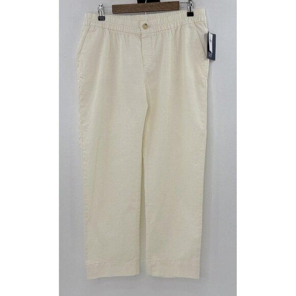 NWT Women's GAP 100% Cotton Ivory Frost Straight Leg Crop Pants Sz M Normcore‎ - Picture 1 of 11